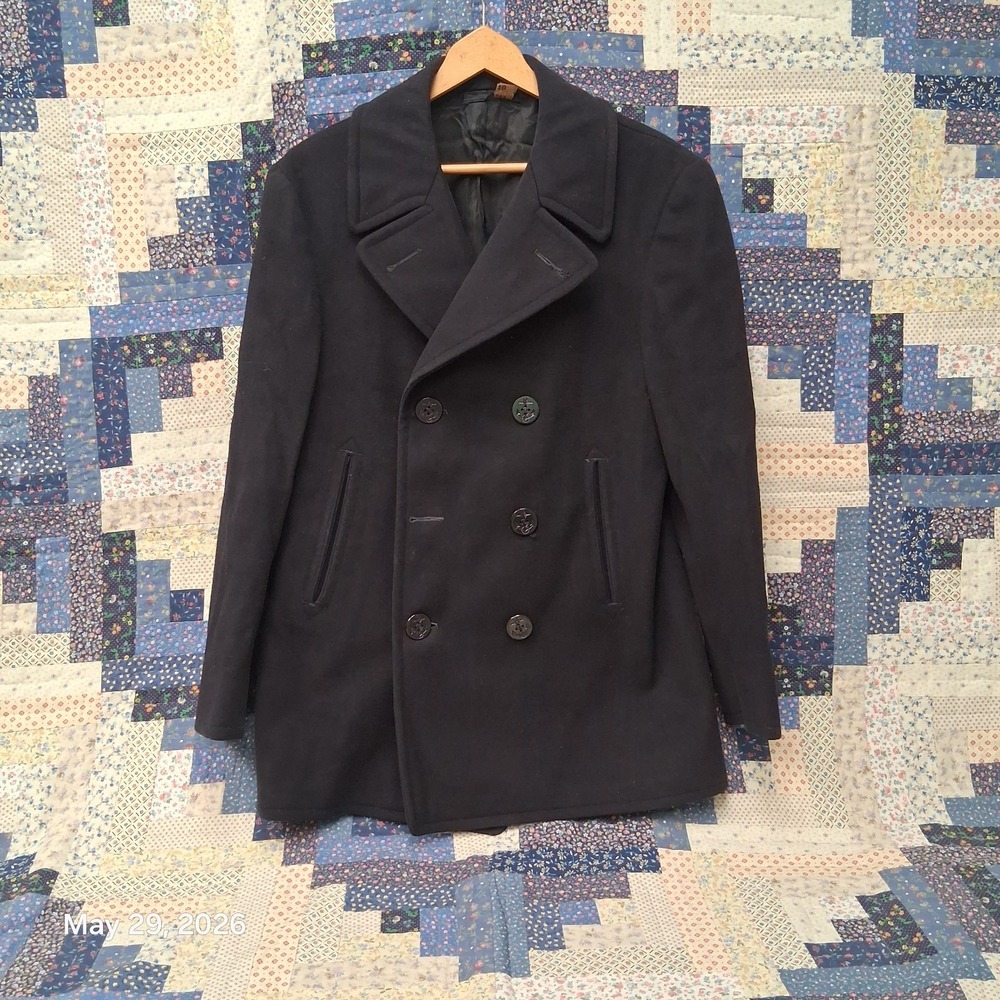 Vintage 1950s‎ US Navy Wool Pea Coat Size 38 Military Issued Named